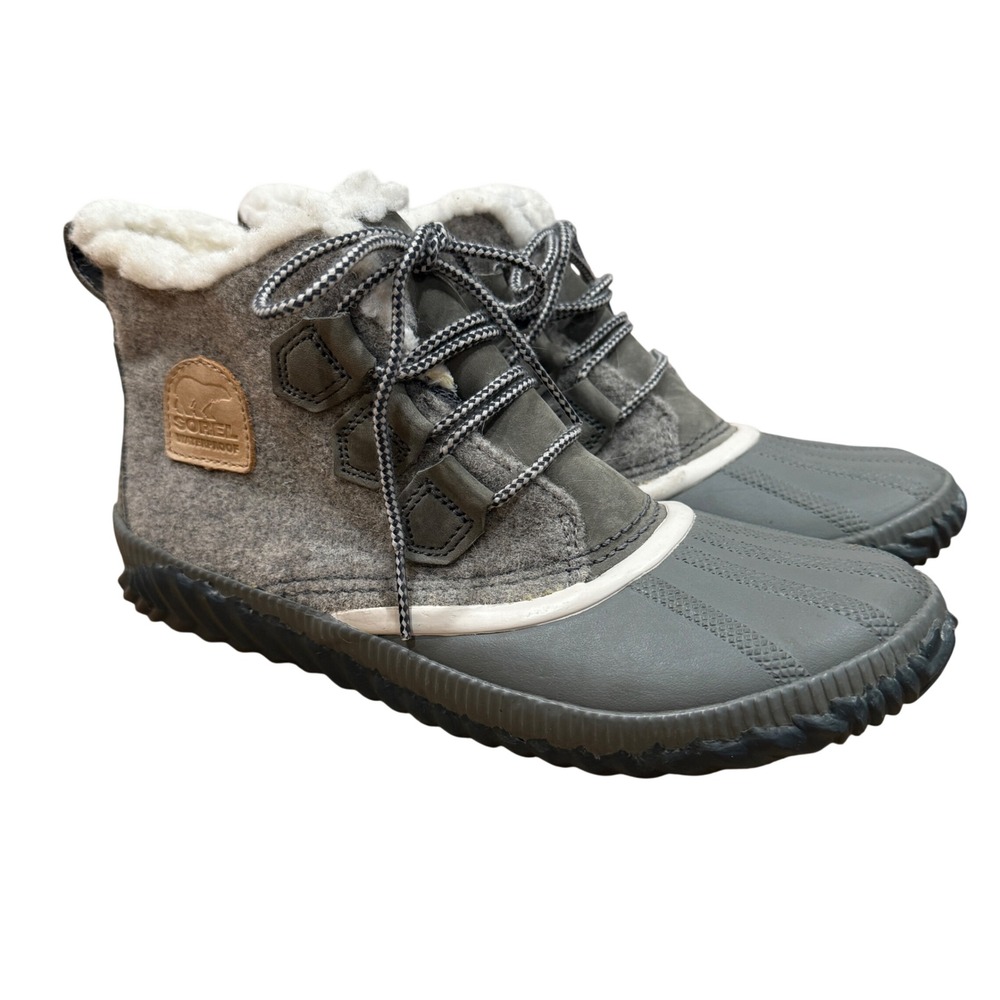 Sorel Out 'N About Plus Women's Grey Felt Waterproof Winter Boots Size 9.5‎